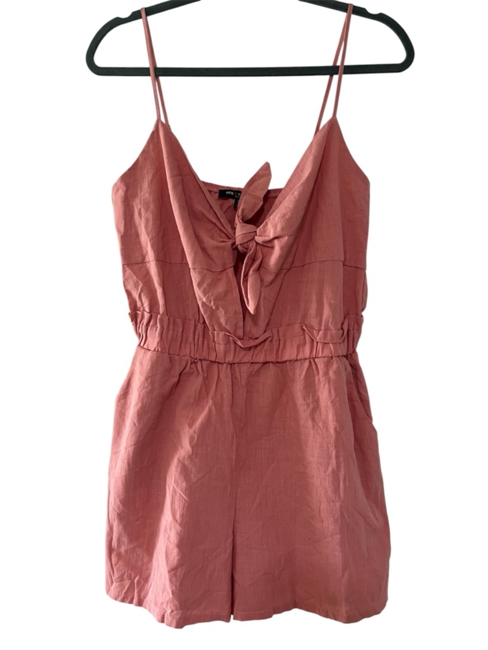 ONE CLOTHING BRANDI MELVILLE Mauve Pink Linen-Blend Romper
